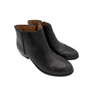 Antonio Melani Black Leather Ankle Booties Size 6.5